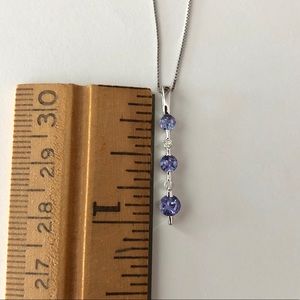 14K white gold tanzanite and diamond necklace